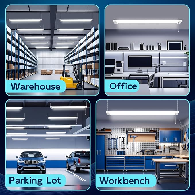 hykolity 1 Pack 4FT Linkable LED Shop Light for Garage, 6500lm, 4FT 60W Utility Light Fixture, 5000K Daylight LED Workbench Light with Plug, Hanging or Surface Mount, White - ETL
