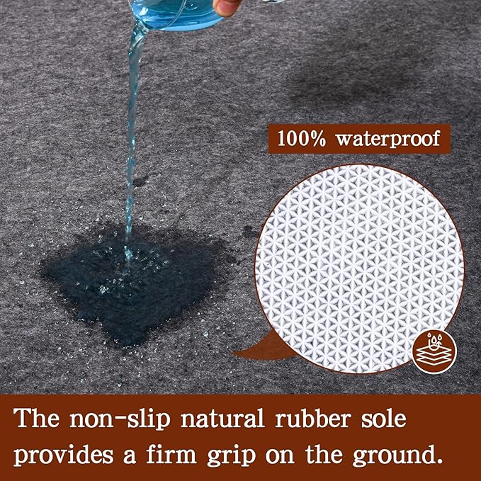 Rug Pad Waterproof Non-Slip 4x6 ft, 1/8" Thick Felt Cushion Pad for Area Rugs – Protects Hardwood, Tile & Laminate Floors – Keeps Rugs Flat & Secure