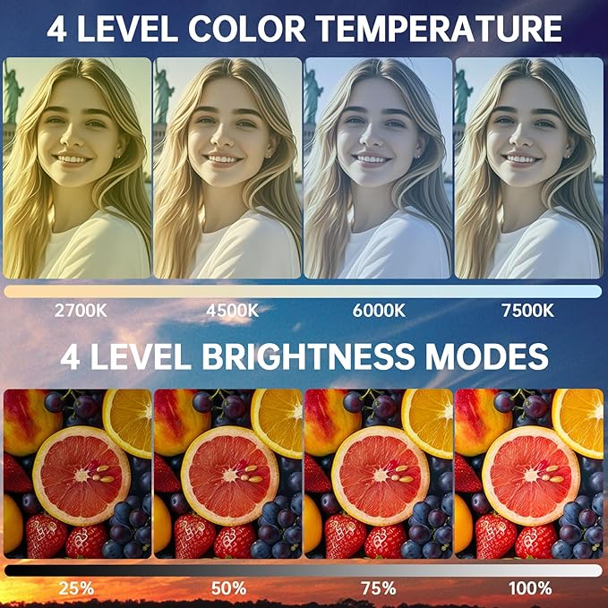 Selfie Light, Selfie Light for iPhone, Portable Phone Ring Light for Video Recording, Adjusted 4 Modes, Rechargeable Fill Light for Selfies, Photography, Makeup, Vlogs, TikTok, Video（White）