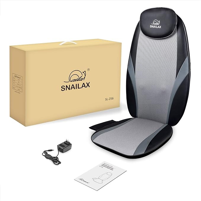 Snailax Shiatsu Back Massager with Heat Massage Chair Pad Kneading Back Massager for Pain Relief Deep Tissue Chair Massage Pad for Office Home