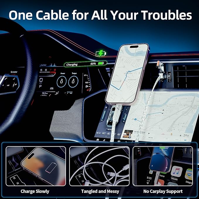 66W 4 in 1 Charging Cable,Fast Multi Charging Cable 5FT,USB C Cable Fast Charge&Data Transfer, Type C 66W 27W PD Multiple Charger Cord for iPhone16/15/14/13 Series/Phones/Pads/Laptop and More-Silver
