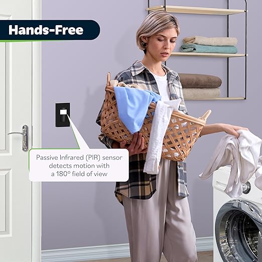 TOPGREENER PIR Motion Sensor Light Switch, Occupancy & Vacancy Motion Sensor Switch, 𝐎𝐩𝐞𝐫𝐚𝐛𝐥𝐞 𝐖𝐢𝐭𝐡𝐨𝐮𝐭 𝐆𝐫𝐨𝐮𝐧𝐝 𝐖𝐢𝐫𝐞, No Neutral Wire, Single Pole, TDOS5-HL-BK, Black