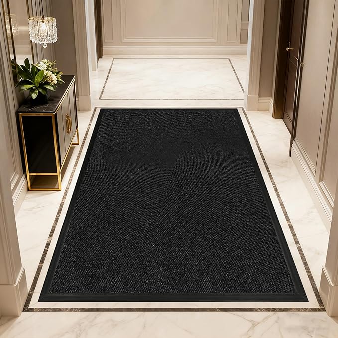 4ft x 34ft Front Door Mat Indoor Outdoor Entrance, Commercial Heavy Duty Entryway Matt, Non-Slip Rubber Backing Low Profile Doormat, Waterproof Dirt Trapper Welcome Mat for High Traffic Area