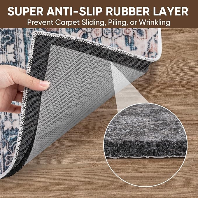 BALEINE Felt Non Slip Rug Pads, Extra Large 1/8" Thick Felt and Rubber Backing, Shock Absorbing Carpet Pad for All Carpets and Hardwood Floors (8x10 Ft)