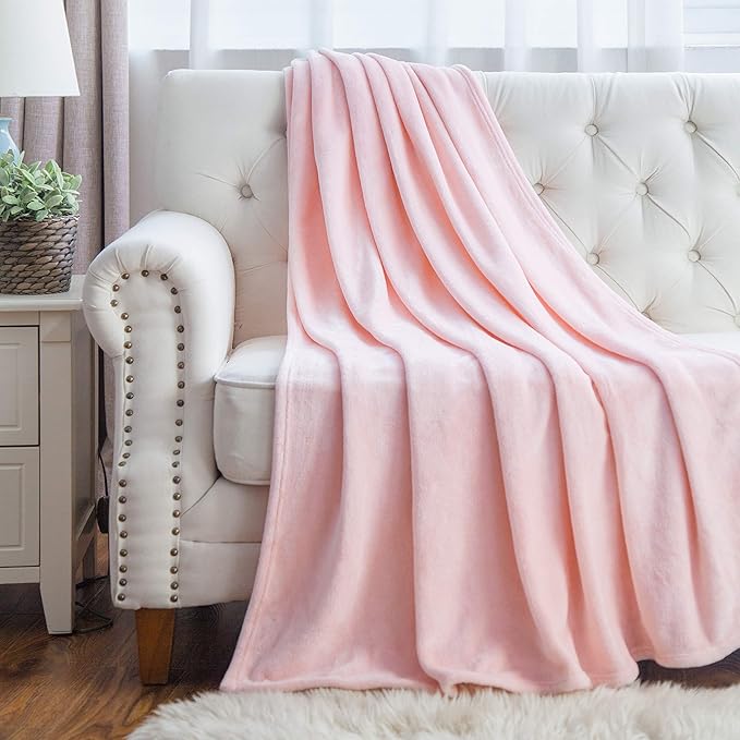 Bedsure GentleSoft Fleece Blankets Queen Size Pink - Bed Blanket Soft Lightweight Plush Fuzzy Cozy Luxury Microfiber 90x90 inches