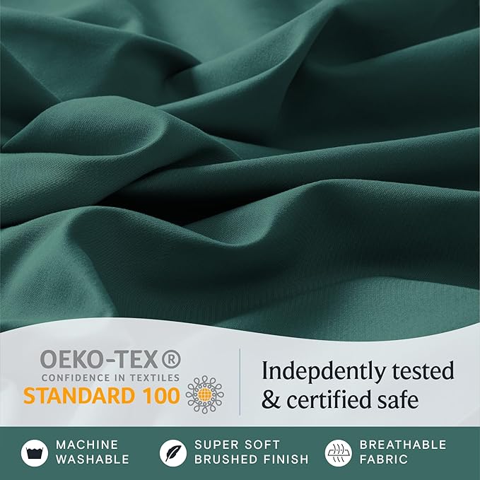 LuxClub 3 PC Twin Sheet Set, Deep Pockets Wrinkle Free Cooling Bed Sheets Hotel Bedding for Women, Men, Kids & Teens, Includes 1 Fitted Sheet, 1 Flat Sheet and 1 Pillowcase-Silky Soft Emerald