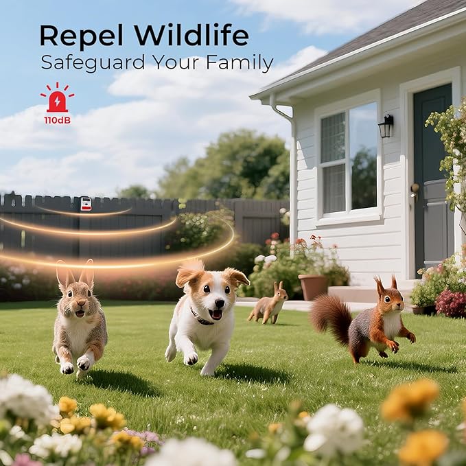 Hapippofa Solar Wireless Motion Sensor Alarm,Driveway Alarm Outdoor Waterproof Alert 120 dB Siren Sound Security System for House Yard Farm