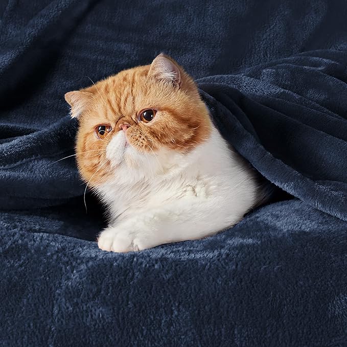 Bedsure GentleSoft Fleece Blanket California King Navy Blue - Lightweight Plush Fuzzy Cozy Soft Bed Blankets, 102x96 inches