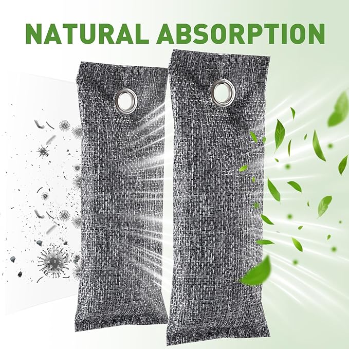 TUXIYA 8Pack Activated Charcoal Odor Absorber, Odor Eliminator for Strong 0dor,Shoe Deodorizer,Bamboo Charcoal Air Purifying For in Car,Closet,Shoe, Basement(50g/1.77oz Each)