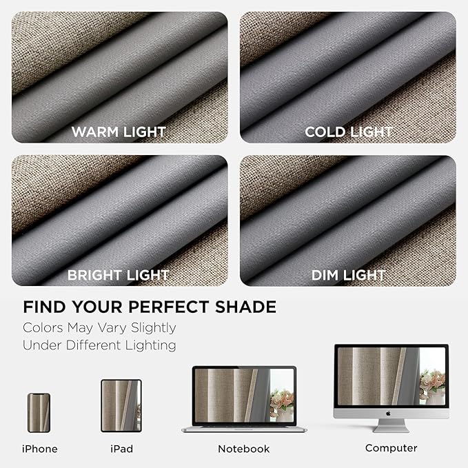Joydeco Modern Linen Blackout Curtains, 100"W x 120"L, 1 Panel for Bedroom & Living Room, Thermal Insulated, Grommet Top