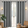 Joydeco Blackout Curtains 72 Inches Long 2 Panels Burg, Room Darkening Curtains for Bedroom, 100% Black Out Textured Thermal Drapes Privacy Protection 2 Panels Set(W52 x L72 Inch, Light Grey)