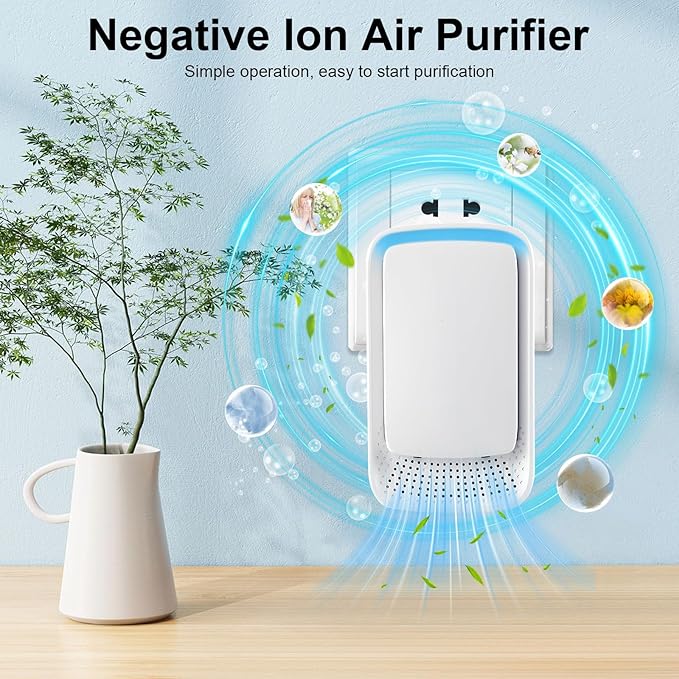 KLVEU Negative Ion Air Purifier Plug in,Ionic Air Purifiers for Home, Bedroom, Office, Mini Portable Air ionizers Quiet Air Cleaner for Home(4)