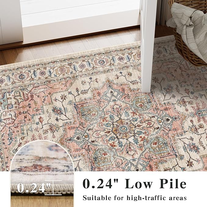 9x12 Large Area Rugs for Living Room Ultra-Soft Washable Rug Vintage Distressed Non-Slip Low Pile Stain Resistant Carpet for Bedroom Dining Room Kitchen Office