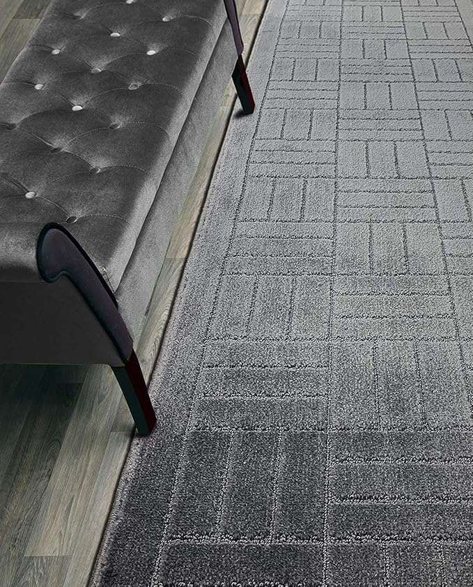 Custom Length Hallway Runner Rug,Slip Resistant,Bricks Anthracite, 26 Inch X 14 feet, Sold and Priced Per Foot