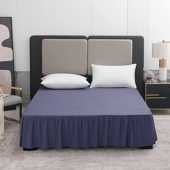 TSUTOMI Navy Blue Bed Skirt Full Size Ruffled Bed Skirt with Split Corners, Full Bed Skirt 12 Inch Drop, Full Size Bed Skirt Black for Ruffled Bed Skirt with Split Corners, Bed Skirt Full Size