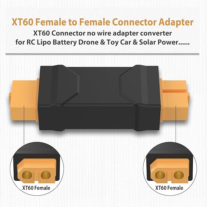 Magiclifee XT60 Female to Female Connector Adapter,XT60 Connector No Wire Adapter for Energy Storage Power,Outdoor Power, Compatible with RC Drones, Toy Cars Boat etc