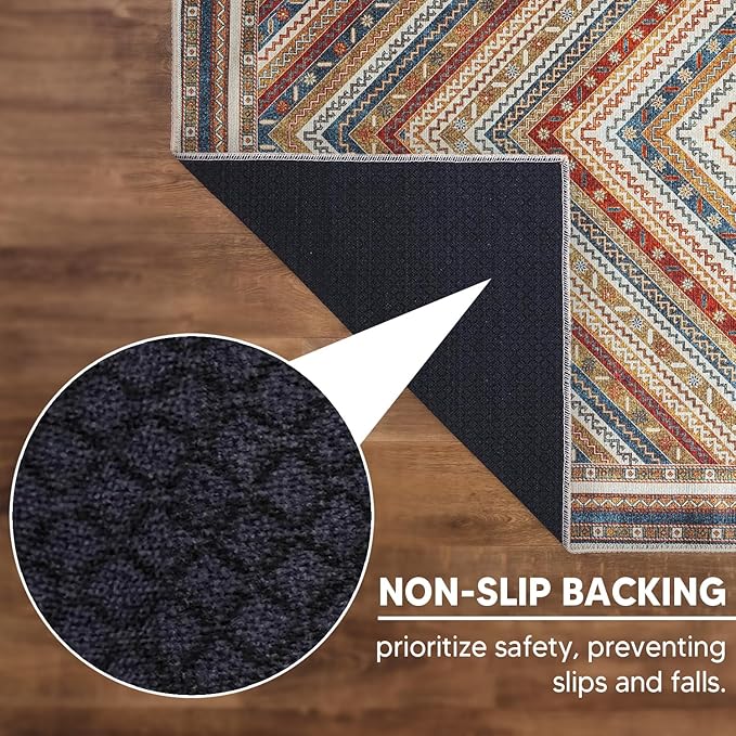 Keen Home Design 2x10 Rug - Machine Washable Runner Rug with Non-Slip Backing, Ideal for Hallway, Entryway, Kitchen, Laundry Room - Vintage, Easy Clean, Durable, Low Pile - (2'6" x 10')