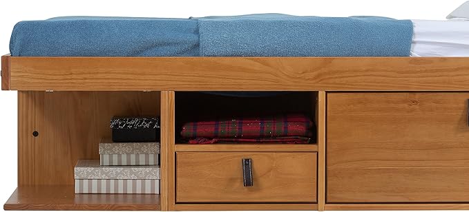 memomad Bali Storage Platform Bed with Drawers (Full Size, Oak Brown Wood)