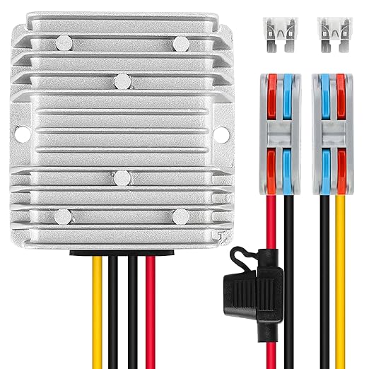 DC Voltage Reducer DC 24V Step Down to 12V 20A 240W Voltage Regulator Power Converter Waterproof Module Transformer for Golf Cart Club Car Truck
