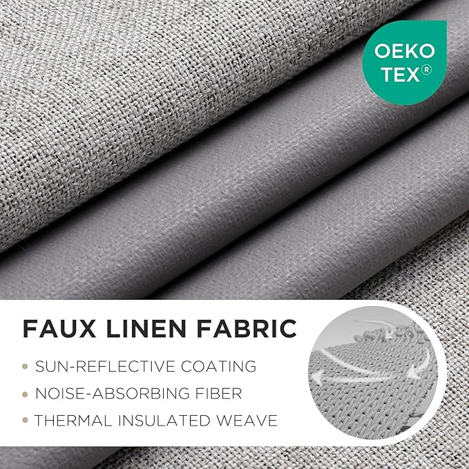 Joydeco Blackout Curtains 63 Inches Long 2 Panels Burg, Room Darkening Curtains for Bedroom, 100% Black Out Textured Thermal Drapes Privacy Protection 2 Panels Set(W52 x L63 Inch, Greyish White)