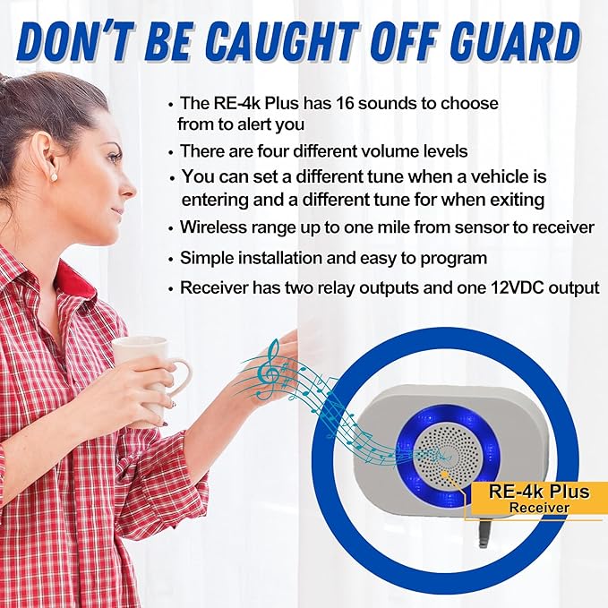 Dakota Alert Long Range Driveway Alarm Motion Detector - DCMA-4k Plus One Mile Wireless Range Alarm System - DCMT-4000 Transmitter & RE-4k Plus Receiver-Use Outdoors, Driveways, Entrances & Backyards