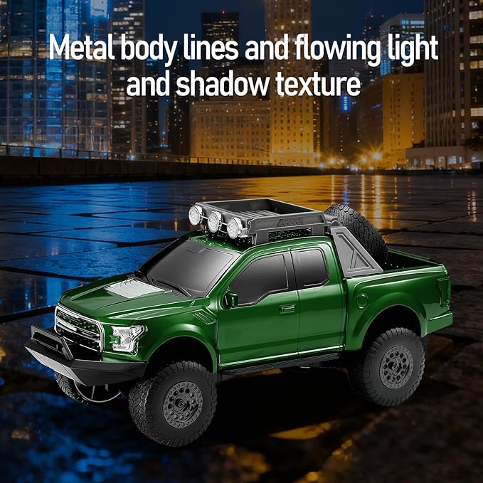 WS-589 Rugged Pickup Truck Bluetooth Replica Speaker – Portable Audio with TWS, LED Party Lights & HD Stereo | Unique Surprise Gift for Music & Truck Lovers (Green)