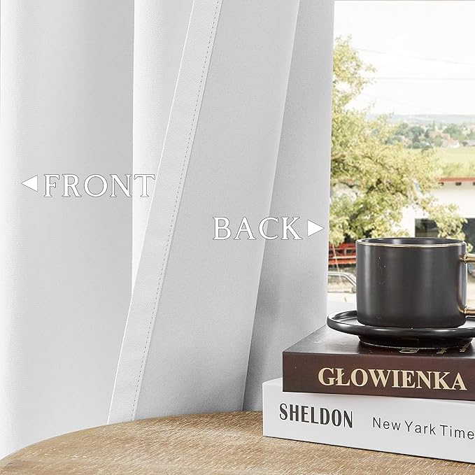 ChrisDowa 100% Blackout Pure White Solid Curtains 84 Inches Long 2 Panels for Bedroom Living Room,Farmhouse Room Darkening Thermal Insulated Soundproof Grommet Top Window Treatment Drapes,52x84