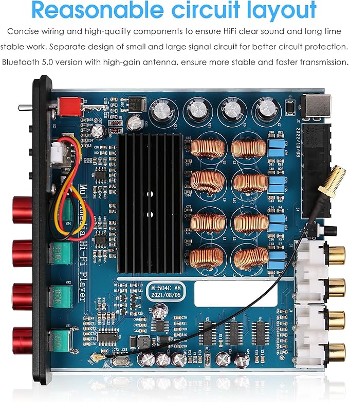 4 Channel Bluetooth Amplifier, 50W x 4 Audio Power Amp, Hi-Fi Home Stereo Speaker Receiver [Douk Audio M4]