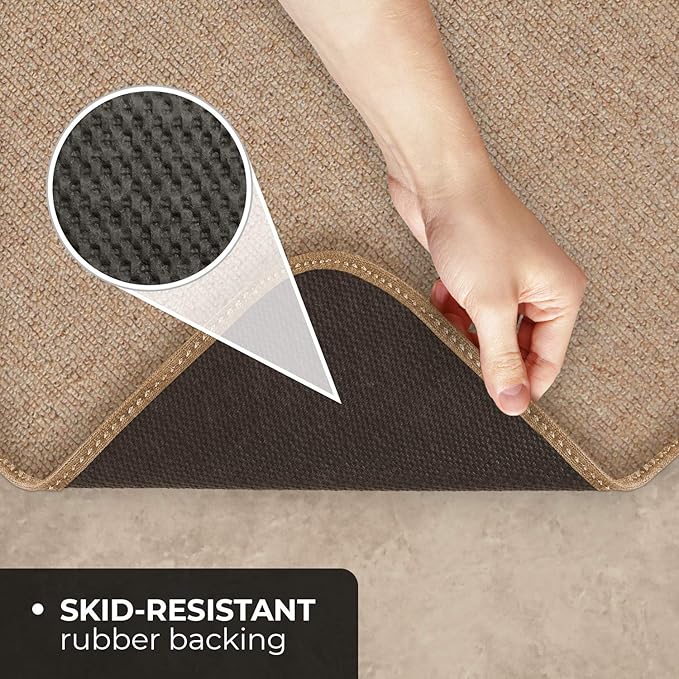 House, Home and More Skid-Resistant Carpet Indoor Area Rug Floor Mat - Pebble Beige - 3 Ft X 3 Ft - Non Slip Rubber Backing, Stain Resistant, Dog Friendly, Living Room Bedroom Kitchen Entryway