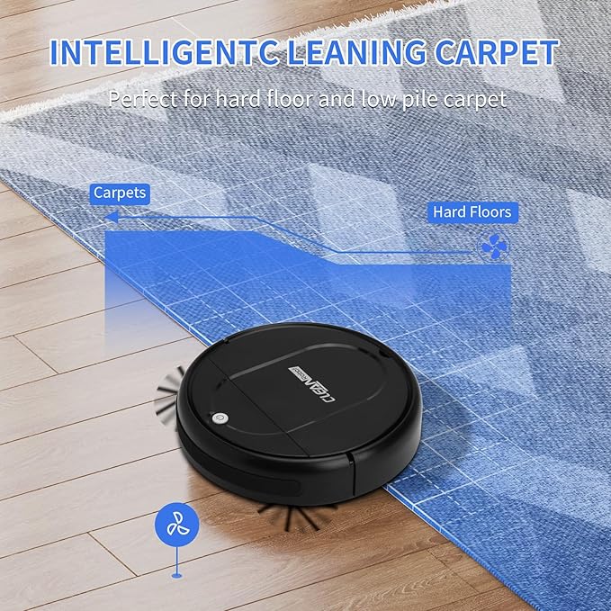Robot Vacuum, Featuring a 3-in-1 Comprehensive Cleaning System That vacuums and mops, with 3000Pa Suction Power. This Ultra-Thin and Quiet Robot Vacuum and mop is Ideal for pet Hair and Hard Floors-D