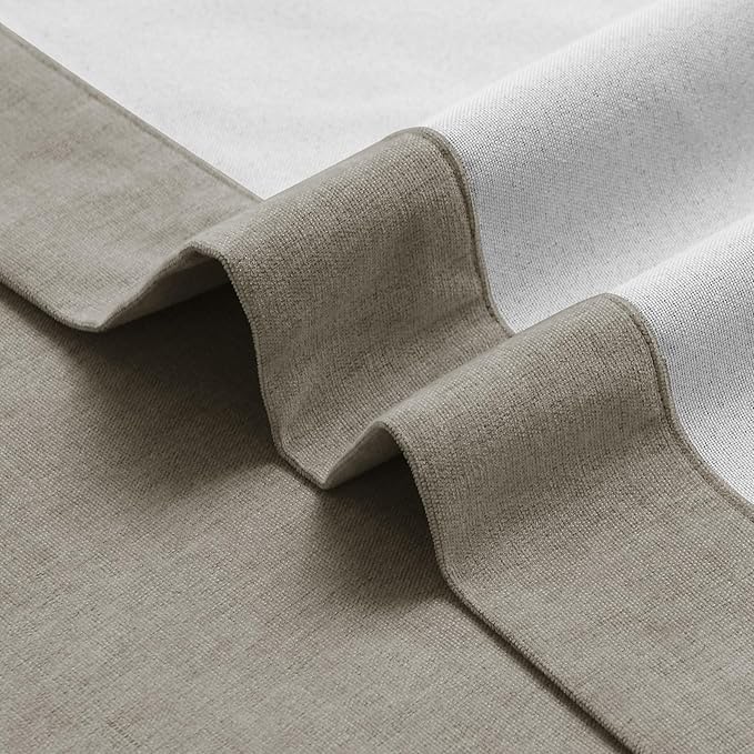 Macochico 100% Blackout Chenille Curtains for Living Room Classic Chenille Window Curtain Panels Thermal Drapes for Bedroom Hotel Grommet Curtains with Tieback Light Taupe 84" Wx96 L 1 Panel