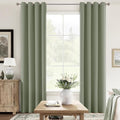 ChrisDowa 100% Blackout sage Solid Curtains 84 Inches Long 2 Panels for Bedroom Living Room,Farmhouse Room Darkening Thermal Insulated Soundproof Grommet Top Window Treatment Drapes,52x84