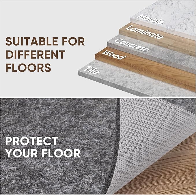 BALEINE Felt Non Slip Rug Pads, Extra Large 1/4" Thick Felt and Rubber Backing, Shock Absorbing Carpet Pad for All Carpets and Hardwood Floors (9x12 Ft)