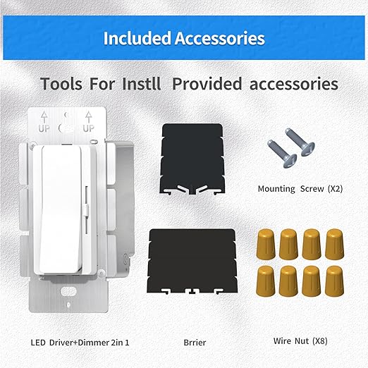 Dimmer and Driver Switch in one, 120W(60W*2) ON/Off Output Voltage: 12V +/-0.5V, UL, FCC, CE Class 2 Driver and dimmer Switch 2 in 1, UL Listed, Class 2 (12V 120W)