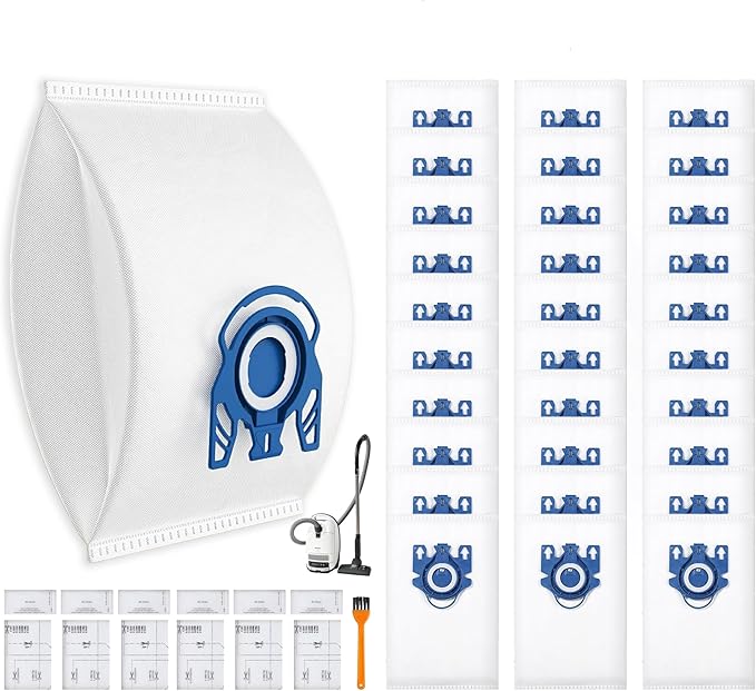 30 Pack 3D Dust Bags for Miele GN Vacuum Cleaner Bags Replacement for Classic C1 Complete C1 C2 C3 S2 S5 S8 S400 Series with 6 Motor Protection Filters 6 AirClean Filters