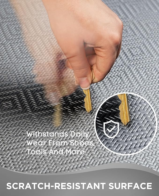 Ophanie Kitchen Mats for Floor, 3/4 inch Thick, 17x28 Anti Fatigue Cushioned Mat, Kitchen Rugs, Waterproof, Comfort Ergonomic Standing Mat for Office, Home, Sink, Grey Non-Slip Ridged Bottom