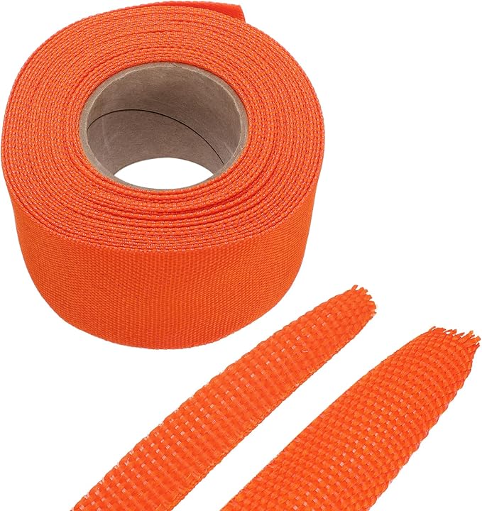 MECCANIXITY Braided Cable Sleeves Heat Shrinkable Fabric Sleeving, 1 9/16" 26ft Orange 2:1 Ratio Heat Shrinkable Cord Protector for Harness Cable, Network Cable Protection, Cable Management