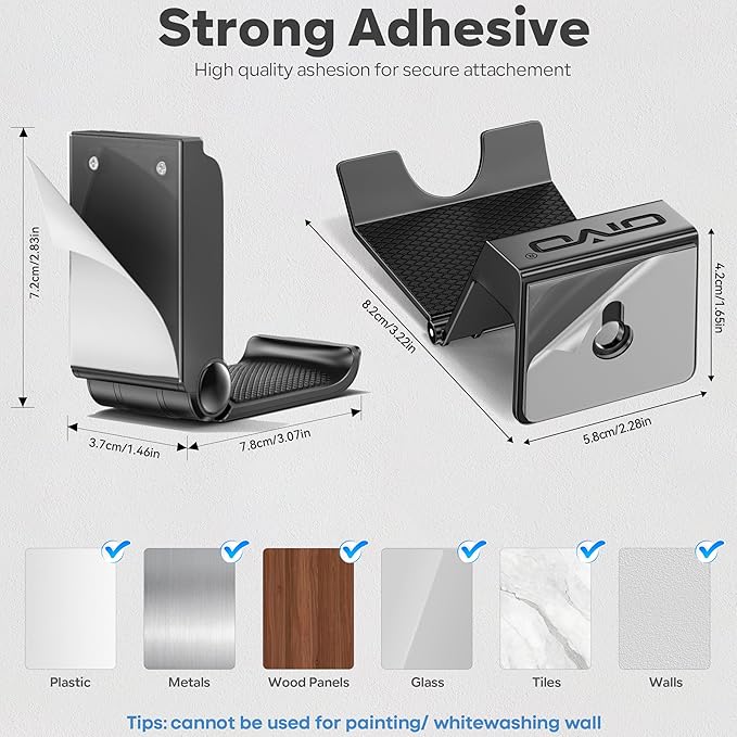 OIVO Controller & Headset Wall Mount Holder Stand, Foldable Headphone Stand, Gaming Controller Holder Hanger Hook, Universal Storage Organizer Controller/Earphone/Game Accessories-7 Packs