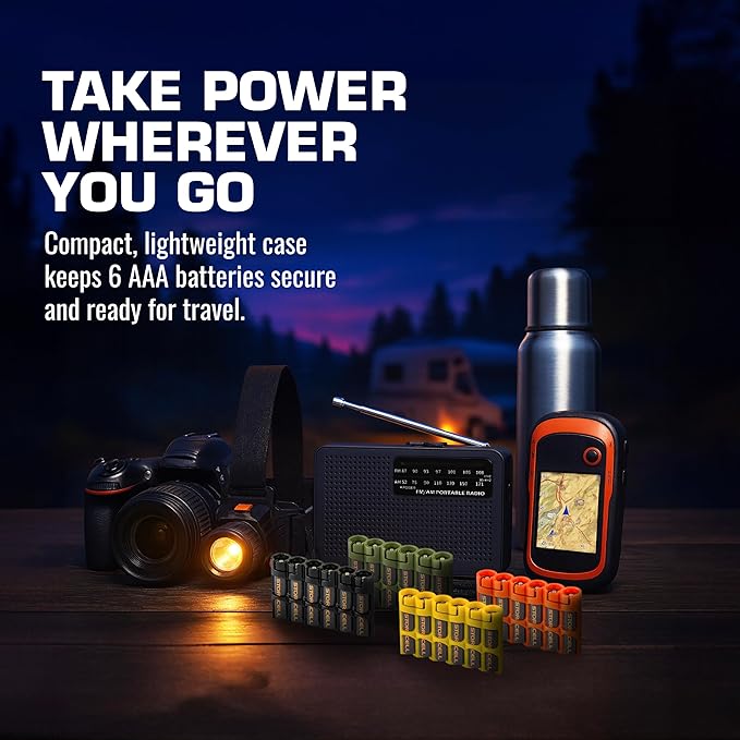 AAA Battery Storage Caddy by Storacell, Yellow, Holds 6 Batteries (Not included)