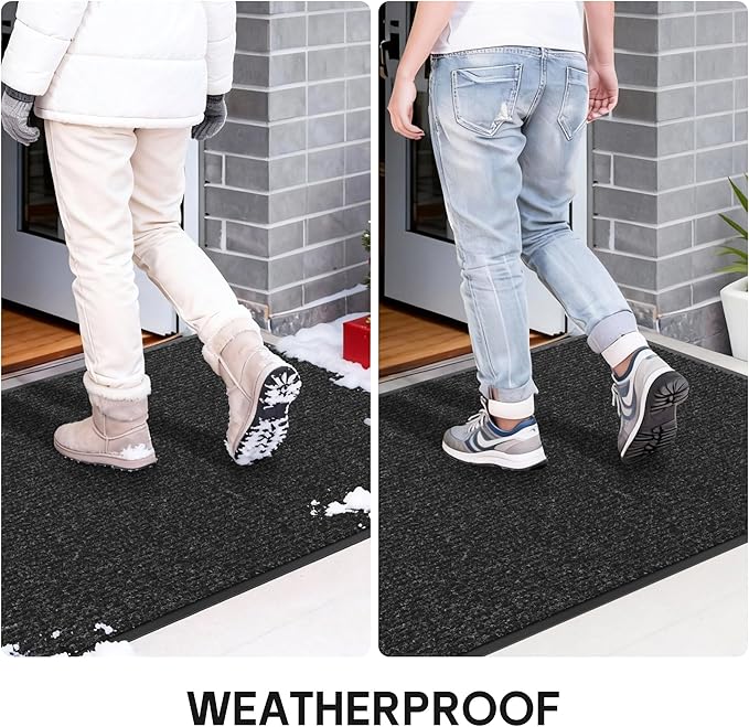 Front Door Mat Indoor Outdoor Entrance, 36" x 48" All-Season Heavy Duty Waterproof Doormat, Non-Slip Absorbent Entryway Mat, Easy to Clean, Low Profile Commercial Floor Mat for Indoor Outdoor