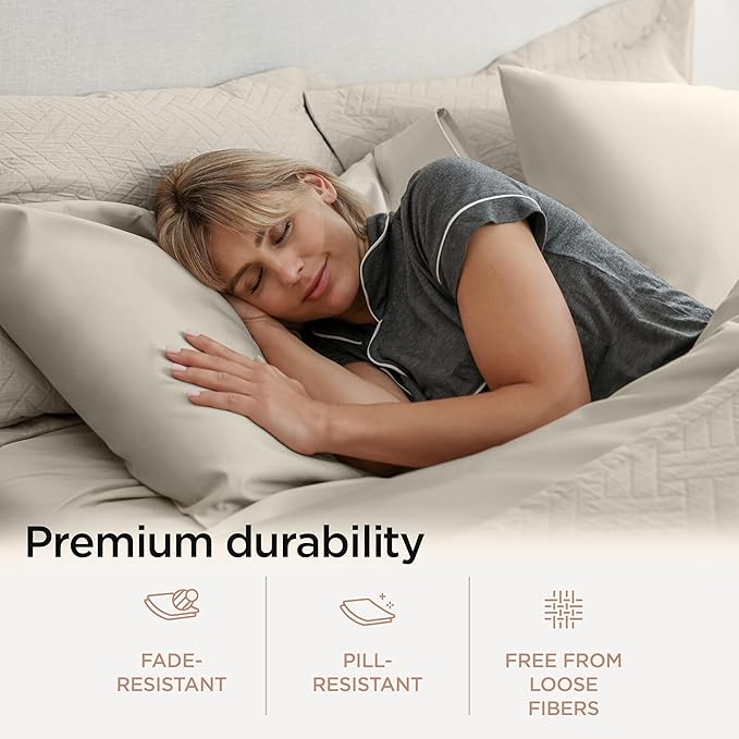 Threadmill California King Sheets, Certified American Supima Cotton Sheets, 1200 Thread Count Hotel Quality, 4 Piece Luxury Bed Sheets Set with Elasticized Extra Deep Pocket, Taupe