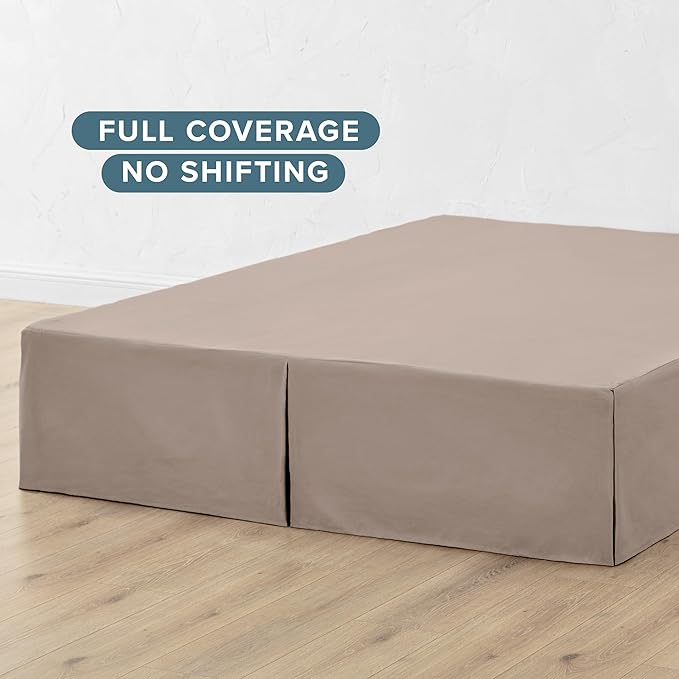 Bare Home Kids Twin Bed Skirt - 15-Inch Tailored Drop Easy Fit - Bed Skirt for Beds - Center & Corner Pleats (Twin, Taupe)