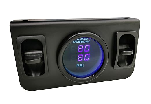 in Cab Dual Air Gauge Control Kit with Digital Paddle Switch for Air Pressure Sensor Control of Air Suspension Kit (Blue)