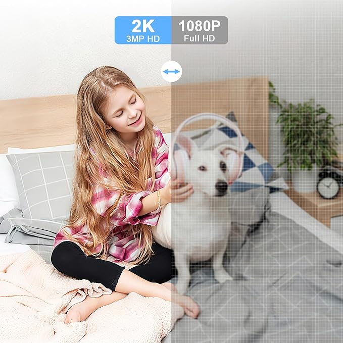 Jqimn 2K Security Camera Indoor - 5G&2.4G WiFi Cameras for Home Security, Pet/Dog/Baby Monitor with Phone APP 360Pan/Tilt, One-Tap Call 911, Al Motion Tracking, 24/7 Recording, Night Version