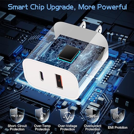 Dual Port A/C Charger for iPhone 17 16 15,Type C Charger Fast Charging Block,2Pack Quick USB C Wall Chargers Adapter,10FT USB C Charging Cable for iPhone 17/17 Pro Max/17 Air/16 Pro/16e/15 Plus/15 Pro