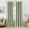 Vision Home Green Linen Full Blackout Curtains 120 inch for Bedroom Living Room Darkening Soundproof Window Panels Thermal Insulated Rod Pocket Back Tab Neutral Drapes 10FT 56" Wx120 Lx2
