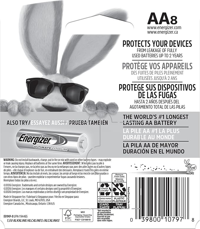 Energizer MAX AA Batteries (8 Pack), Double A Alkaline Batteries
