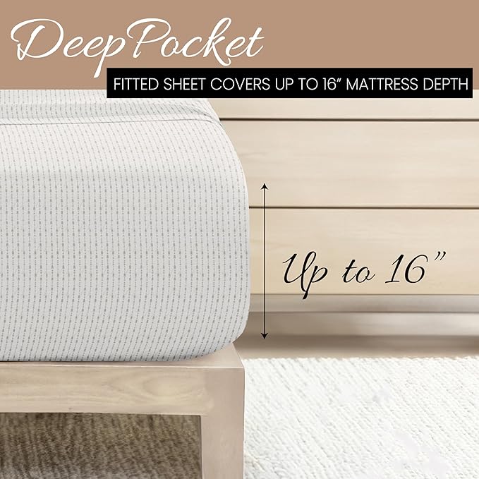 Linen Market Double-Brushed Patterned Microfiber Twin Sheet Set 3 Piece – Oeko-TEX Certified Ultra Soft & Wrinkle-Free - 16" Deep Pocket Sheets - Easy Care Twin Size - Beaded Arrows Light Gray