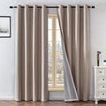 100% Blackout Curtains 72 Inch Length 2 Panels Set, Black Out Curtains for Living Room, Beige Thermal Insulated Grommet Drapes Bedroom Luxury Decor Privacy(52W × 72L inch, Beige)