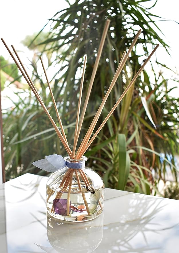 LOVSPA Reed Diffuser Set, Calm Spanish Blue Lavender Scented Oil Diffuser with Sticks, Home Fragrance Accessories for Bathroom Shelf Decor, Aroma Diffusers for Home or Office Desk, USA Made